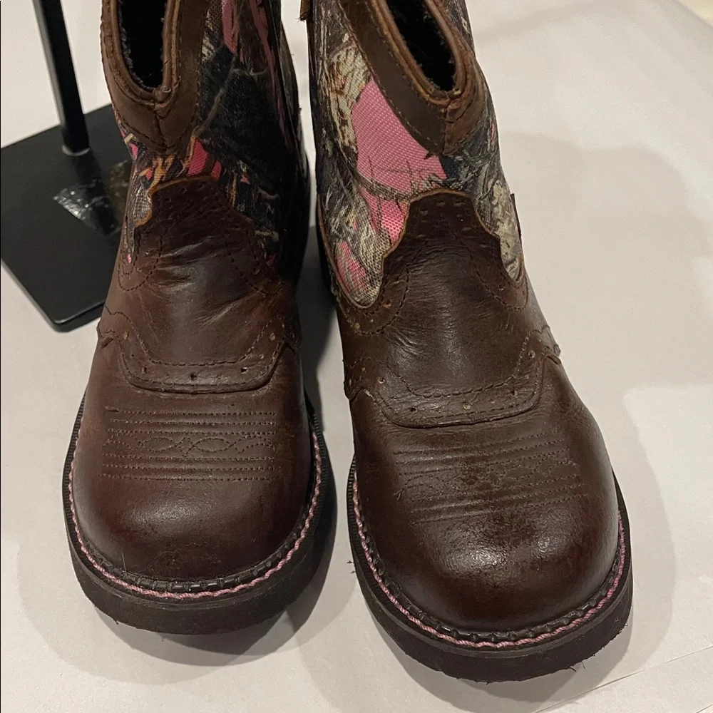 Justin Gypsy Girls Western Boots 3D Pink Camo Leather Mossy Oak pattern Country